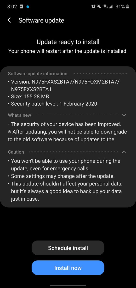 Samsung Galaxy Note10+ just received February Security Patch. Commendable job this time, Samsung. #GalaxyNote10