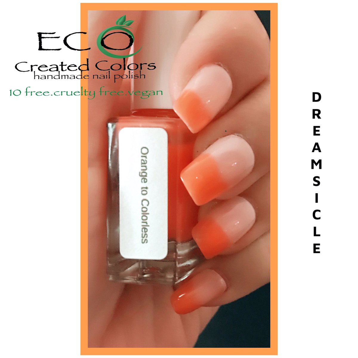 This beautiful color goes from a creamy orange when cool to a subtle natural look as your temperature warms up.  Learn more <a href="/EcoCreatedColor/">Eco Created Colors</a> #crueltyfreebeauty #etsy #orange #sundayvibes