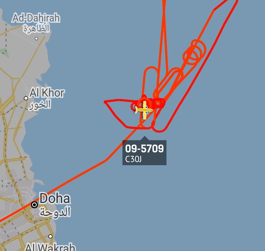 is_keelu's tweet photo. USAF
Lockheed HC-130J Combat King II
Spotted over the #PersianGulf off the coast of #Qatar
09-5709 #AE4BE2 https://t.co/EmvH5amHwc