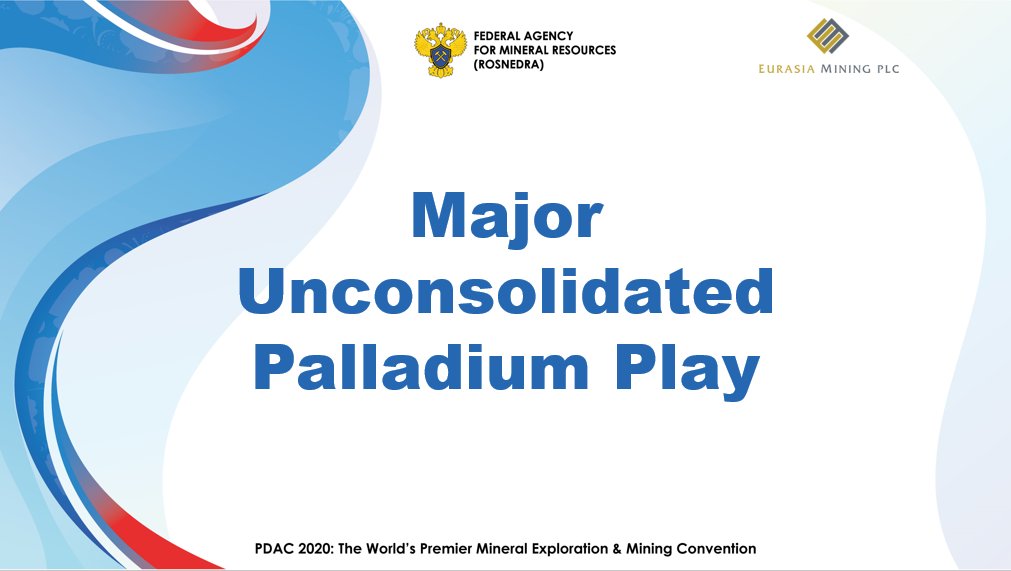 Great honour that RosNedra chosen #EUA to represent Russia at PDAC, largest mining event like Indaba. #EUA selected among big number of mining companies in Russia: Nornik, Barrick (with Fedorova Tundra, early stage Pd project in Russia 147 km close to MT), Kinross, Polymetal, etc