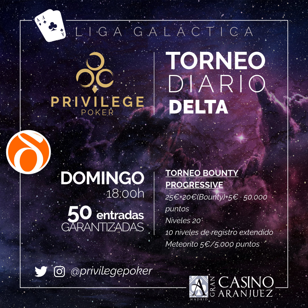 CasinoGVPoker's tweet photo. En unas horas comienzan nuestros torneos del domingo…
TORNEO DELTA 50 entradas GTD
en Gran @CasinoAranjuez
🎟 https://t.co/YM5pl8Fvpz
TORNEO SOL 1,5K€ GTD
en @CasinoGranVia
🎟 https://t.co/l7WkJGlKoG
#OmegaWeek https://t.co/R57D1A9Ymn