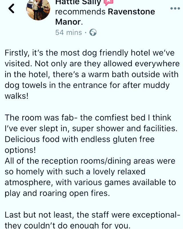 We really appreciate when our customers take the time to recommend us, thank you 😊 
#happycustomer #recomended #dogfriendlyhotel #placetobe #cumbria #lakedistrictuk #thankyou #goodservice #ravenstonemanor