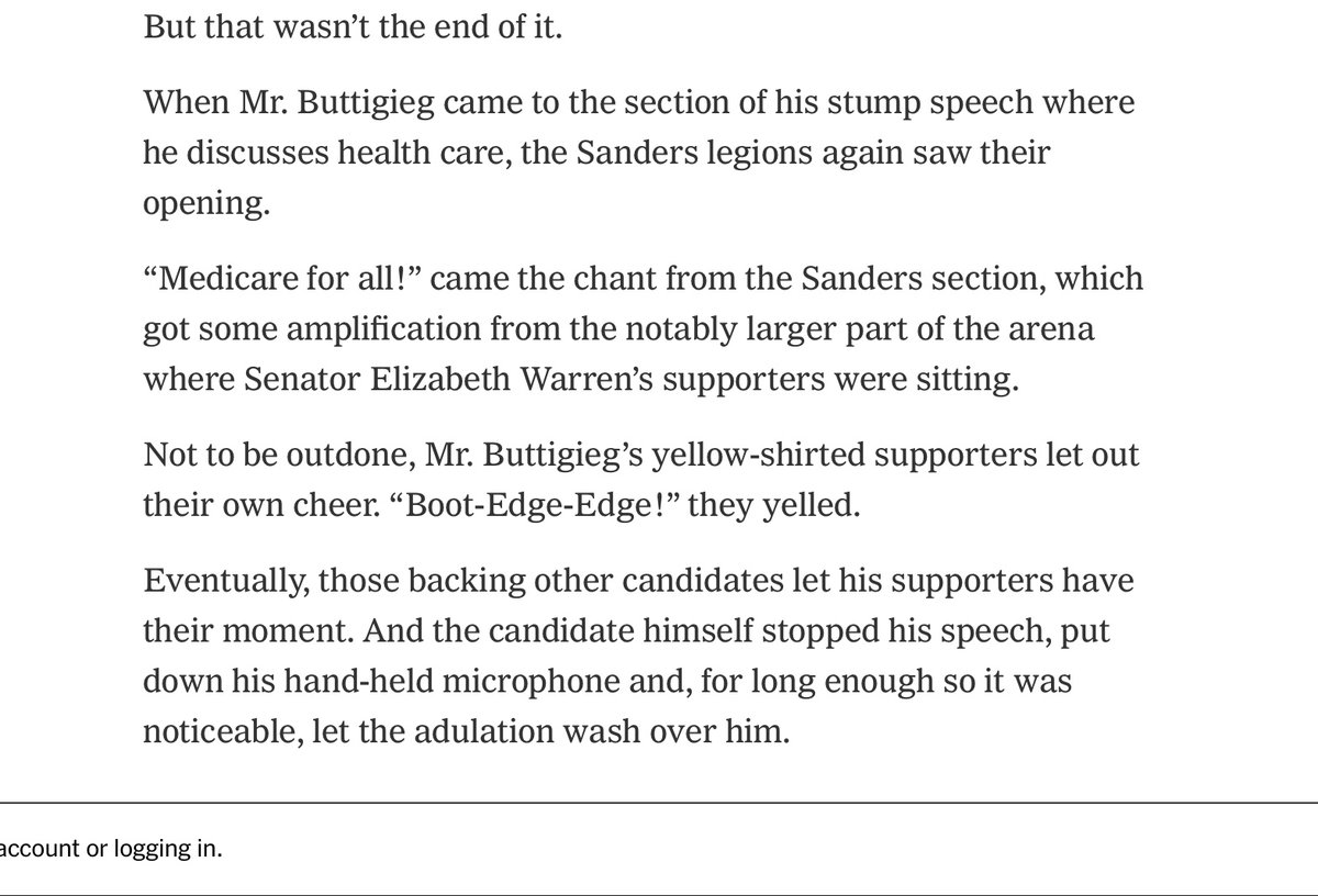 RiderOfKarma's tweet photo. LOL, the NYTs is fully terrified. This is the funniest naked attempt at spin I’ve seen since Tulsi owned #WallStreetPete in the debate and they tried telling everyone he won.
#Bootigieg
There’s so much more “adulation” where that came from, assholes. We’re only getting started. https://t.co/nL3D7k8KW9