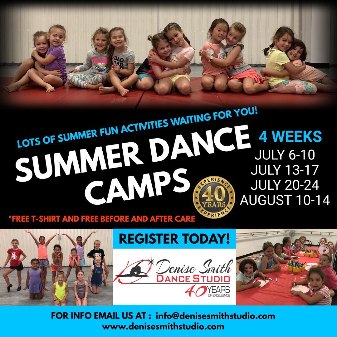 Summer Dance Camp 2020 - registration now open! Your kids will dance all day &amp; perform every Friday. Ages 3-12yrs, free before &amp; after care &amp; tshirt for all campers. Themed weeks and more.. #summercamps #ottawakids #manotick #ottcity