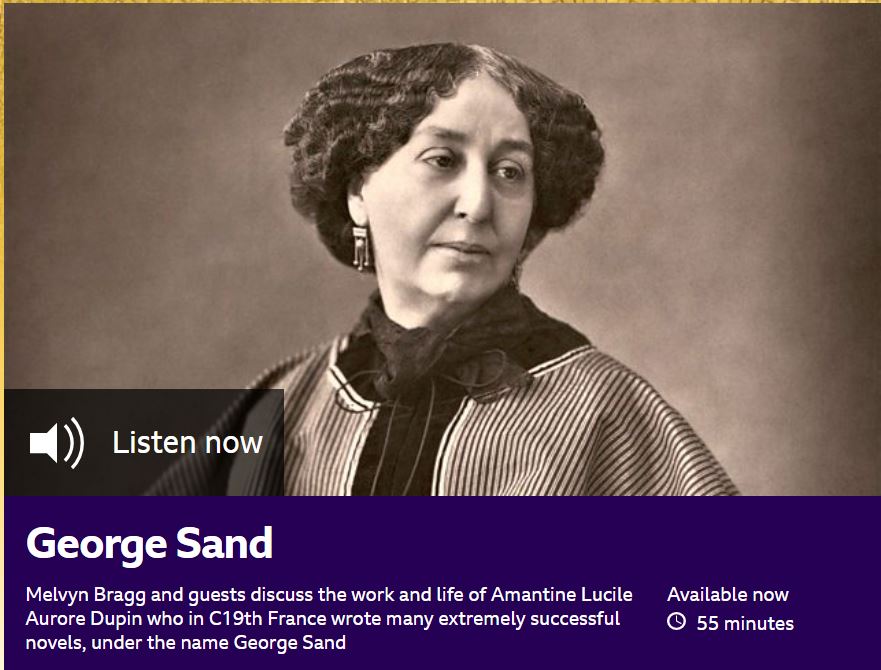 Tazon_Nohant's tweet photo. Sur la radio anglaise BBC Four @BBCInOurTime une émission spéciale consacrée à George Sand "the most popular French novelist in the nineteenth century"
https://t.co/L3PoChWyeH

#georgesand #femme #ecrivain https://t.co/LSbwUz04dM