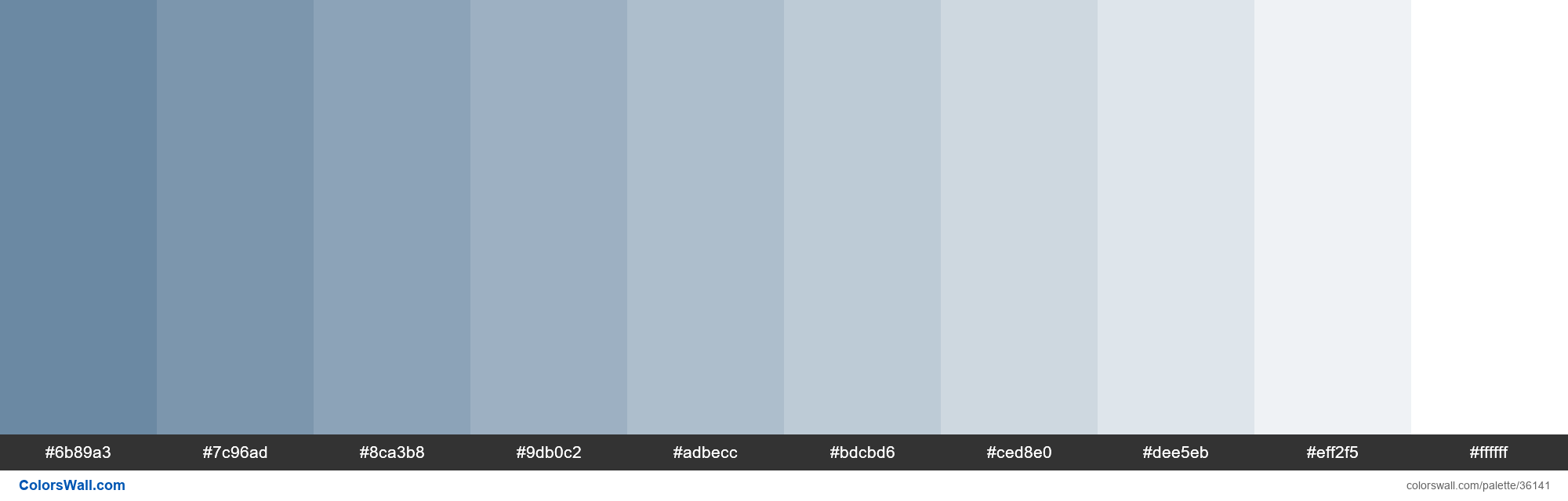 colorswall on X: Tints XKCD Color slate blue #5b7c99 hex #6b89a3