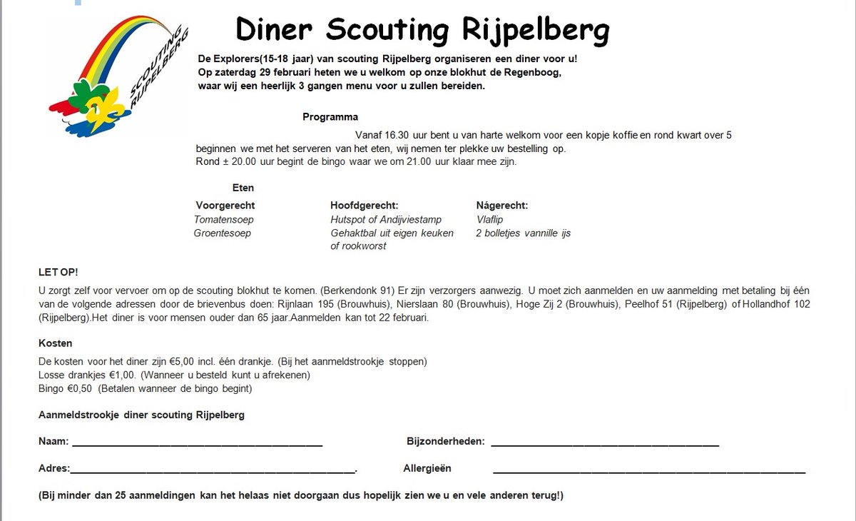Senioren Diner Scouting Rijpelberg