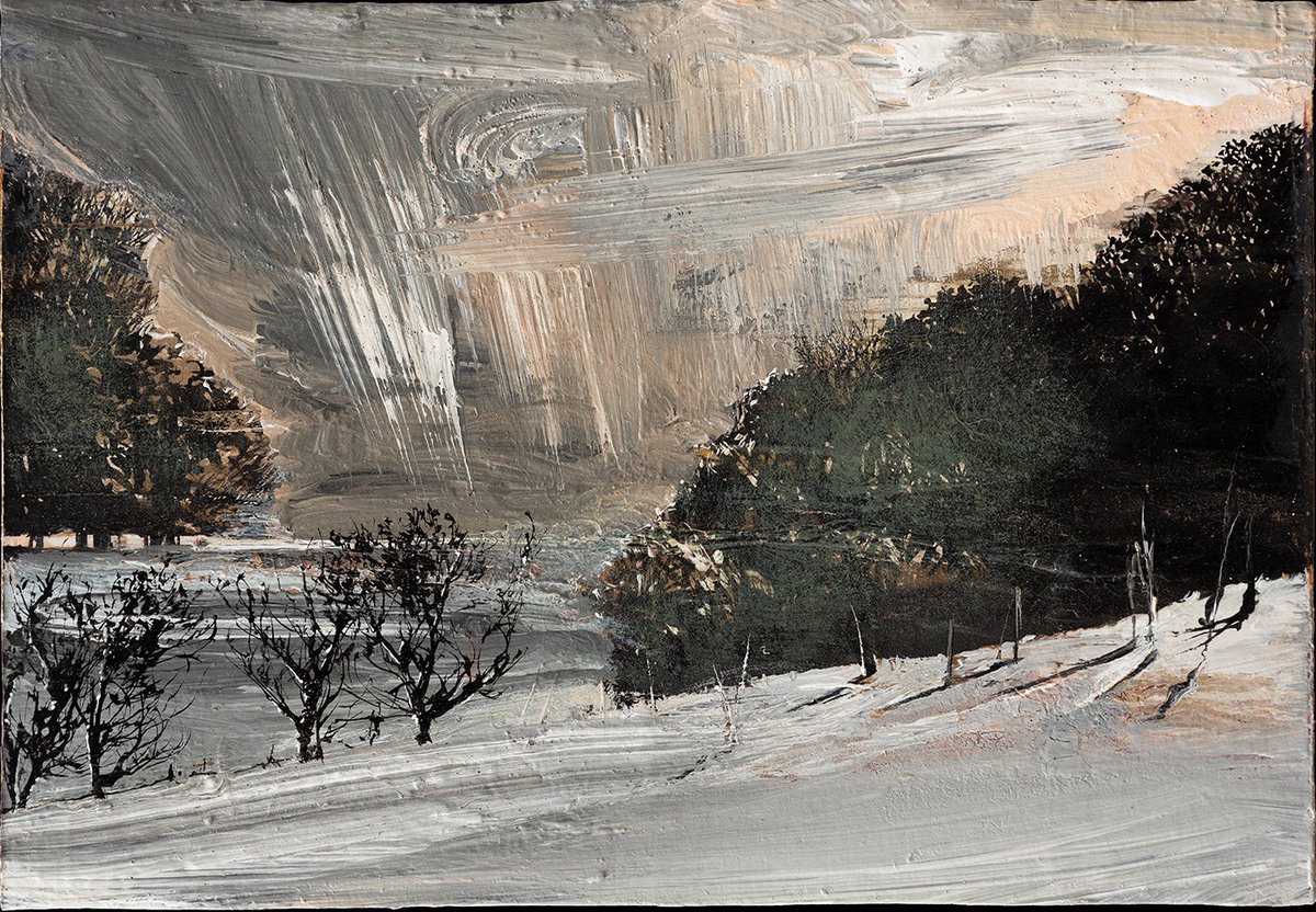 'Storm'    Mary Anne Aytoun Ellis
pen and ink, gesso, egg tempera 6.5" x 9"
one of a series of tiny panels exploring light