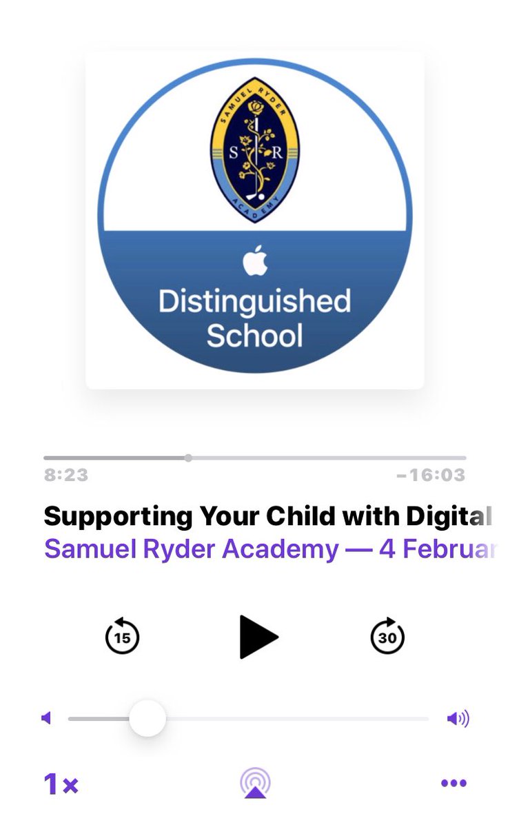 Supporting your child with digital media: you can now listen to Samuel Ryder Academy on Apple Podcasts. anchor.fm/s/137fe5c8/pod… #AppleRTC #Appledistinguishedschools
