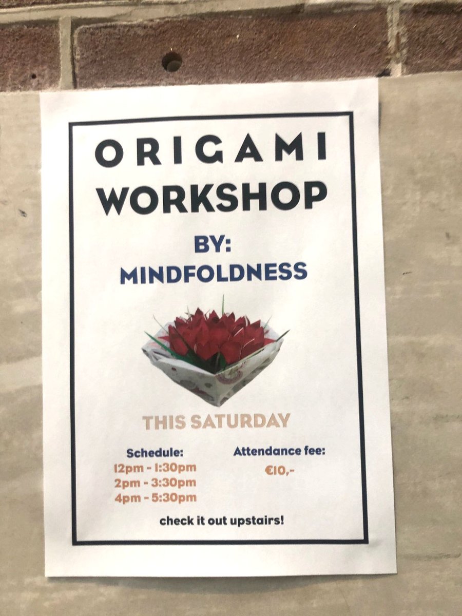 Sesames_Origami's tweet photo. Had a great response to the three workshops I held yesterday at The Makerstore.
It was a Valentine's day themed mindful origami workshop.
#mindFOLDness #mindfulorigami #wellbeing #mentalhealth #mentalhealthawareness #mindfulness #origami #themakerstore #amsterdam https://t.co/F3uBTBPgcR