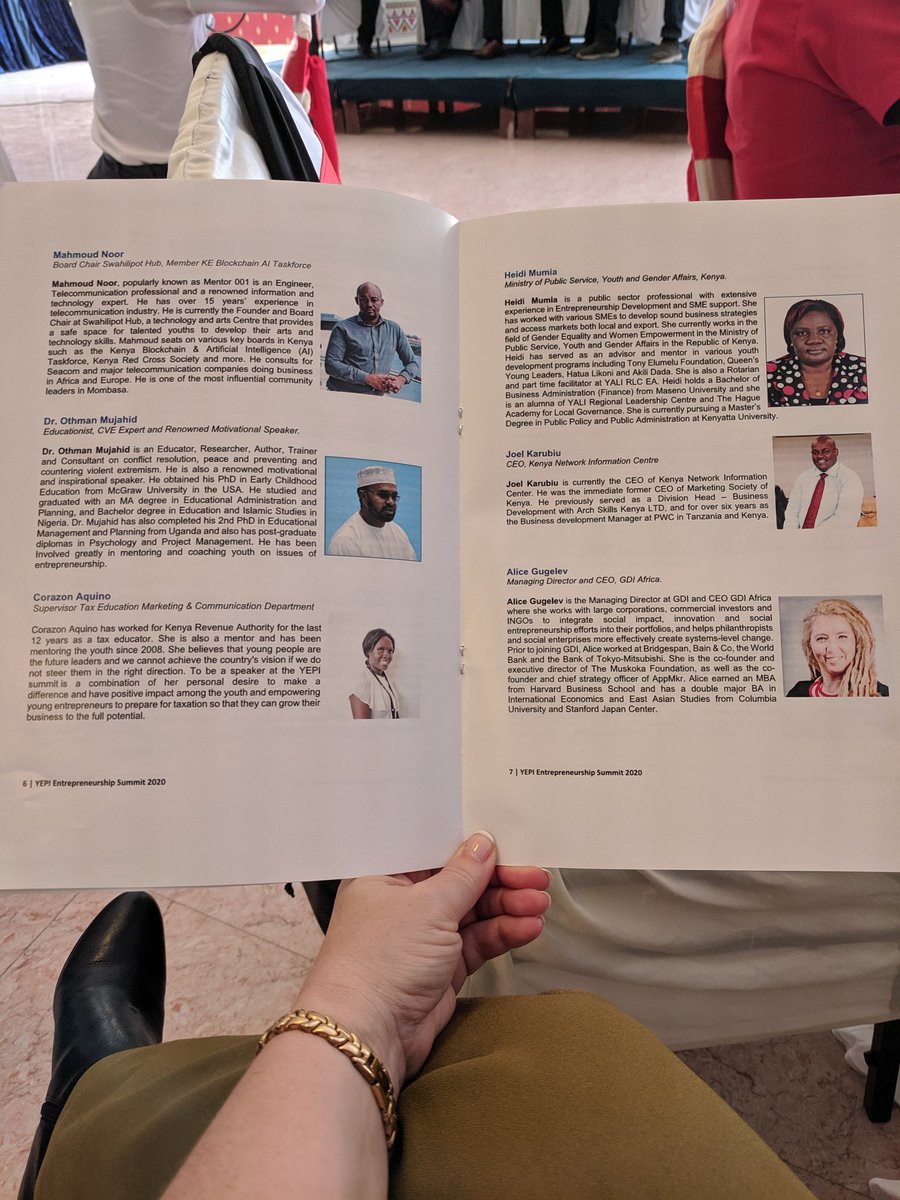 AGugelev's tweet photo. My view from the stage speaking re entrepreneurship and the program brochure at  #YESMombasa2020 @YepiYouth @AKF_EA @GlobalDevInc @swahilipothub https://t.co/evQRYMDN0i