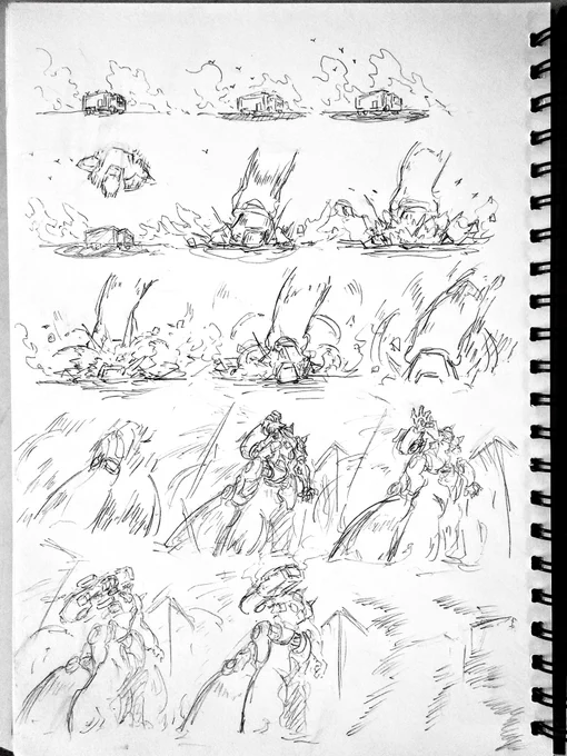 Key sketches for the rough animation 