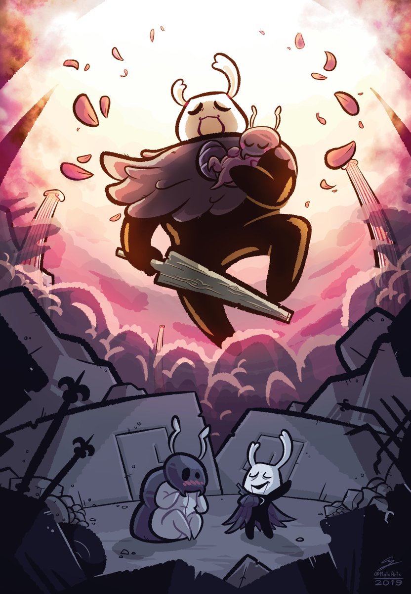 And oh? What's this? One more piece dedicated to the Terrifying, Beautiful, Powerful... (Grey Prince) Zote (and his fair maiden)! ...Who got his own mini-zine in the process! It was a blast to work on my pieces including this one! 💖 (2/2)
#HollowKnight #hollowknightfanart