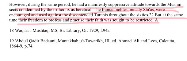 6/n Reason 2, for which  @Tejasvi_Surya & us must worry likes of Akbar was his tyranny & bigotry. I explain belowIn early years of his reign,Akbar suppressed Muslim sects that were condemned by the orthodoxy as heretical.I’m sure that you are aware of the incidence of 1567.