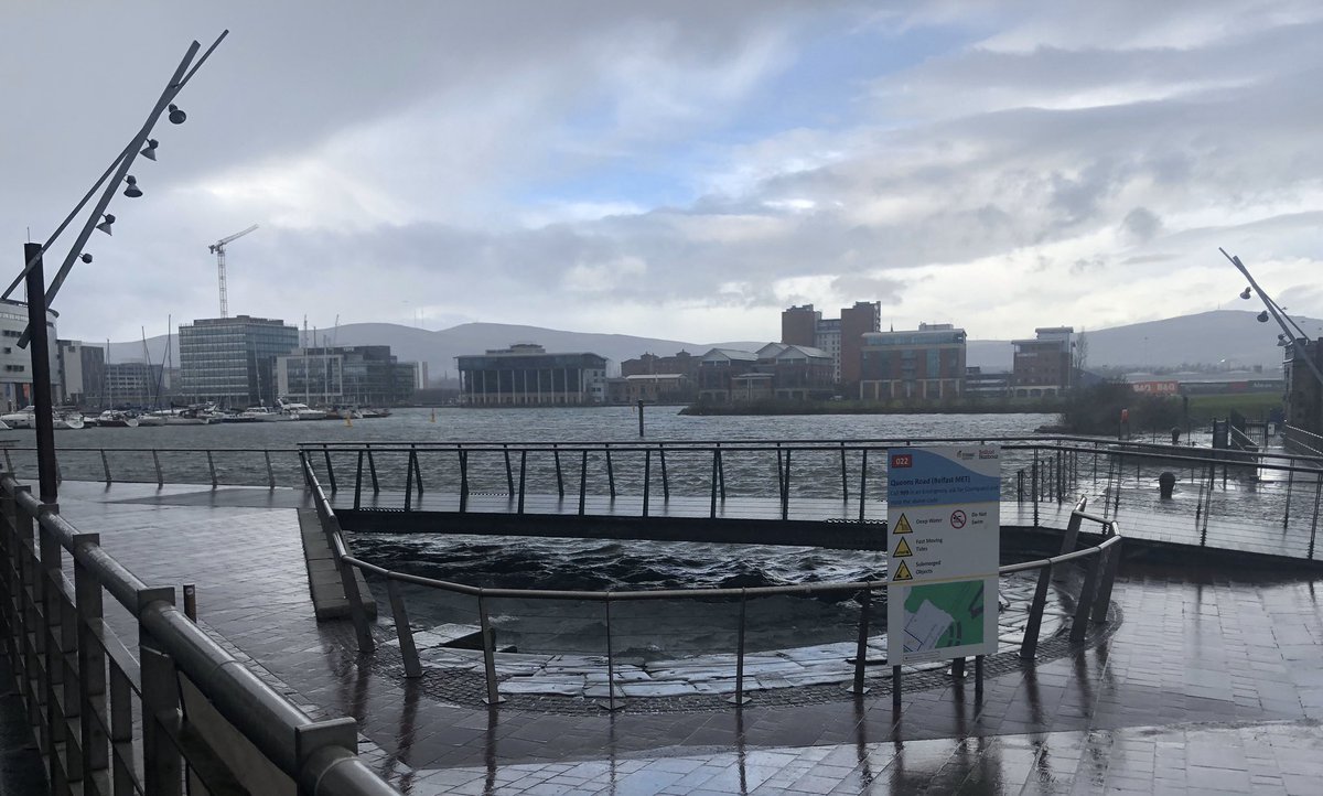 High spring tides in Belfast marina #StormCiara #belfastharbour #belfast #titanicquarter