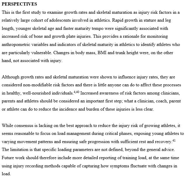 Second PhD study available online!

Increased injury risk in adolescent athletics athletes with:
• Younger skeletal age at the start of a season
• Greater changes in stature, leg length and skeletal age over a season

onlinelibrary.wiley.com/doi/abs/10.111…

<a href="/Aspetar/">Aspetar سبيتار</a> <a href="/Aspire_Academy/">Aspire Academy 🇶🇦 أكاديمية أسباير</a> <a href="/OSTRC1/">OSTRC</a>