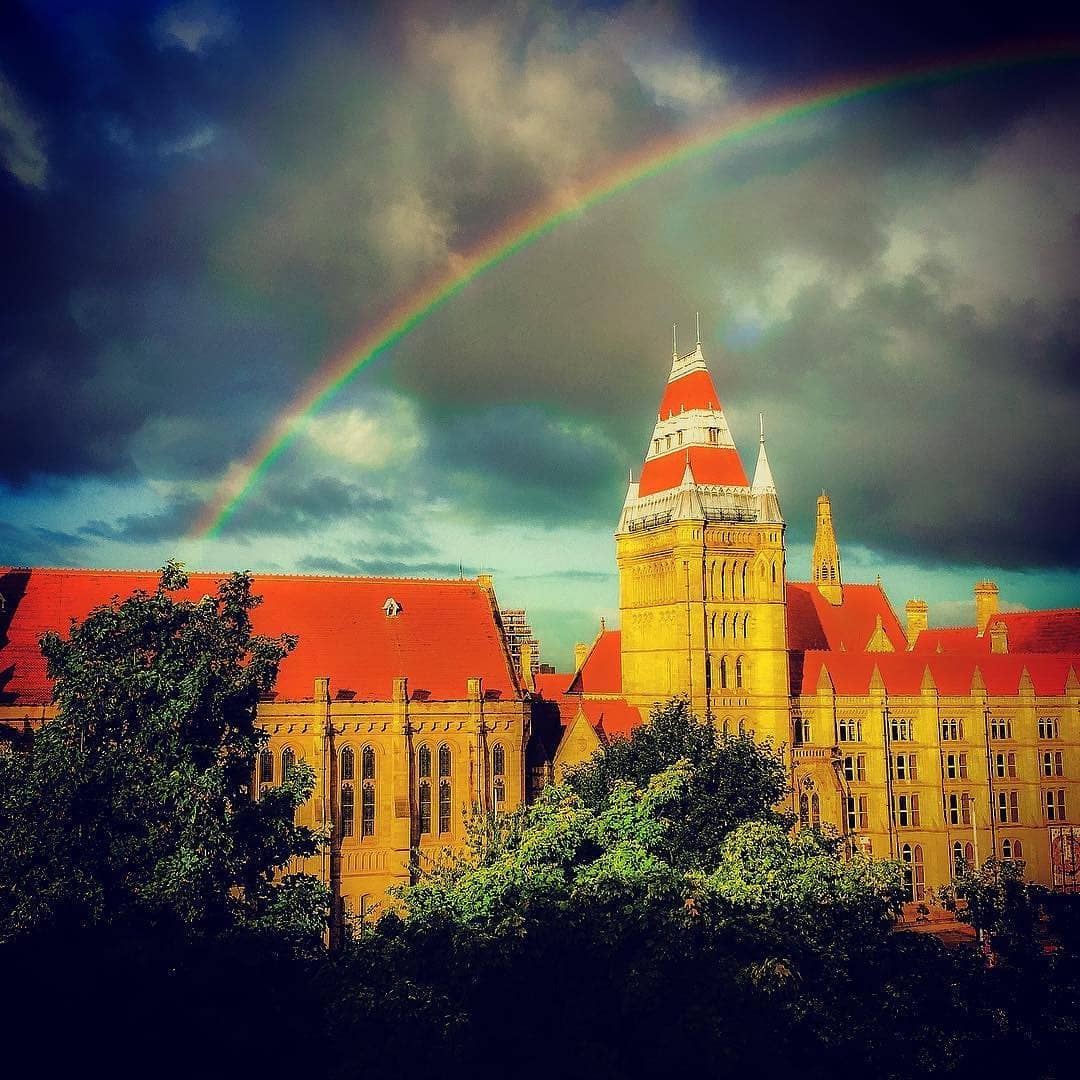 OfficialUoM's tweet photo. The #Manchester weather has been unpredictable to say the least #StormCiara https://t.co/wdXdn9RiWH