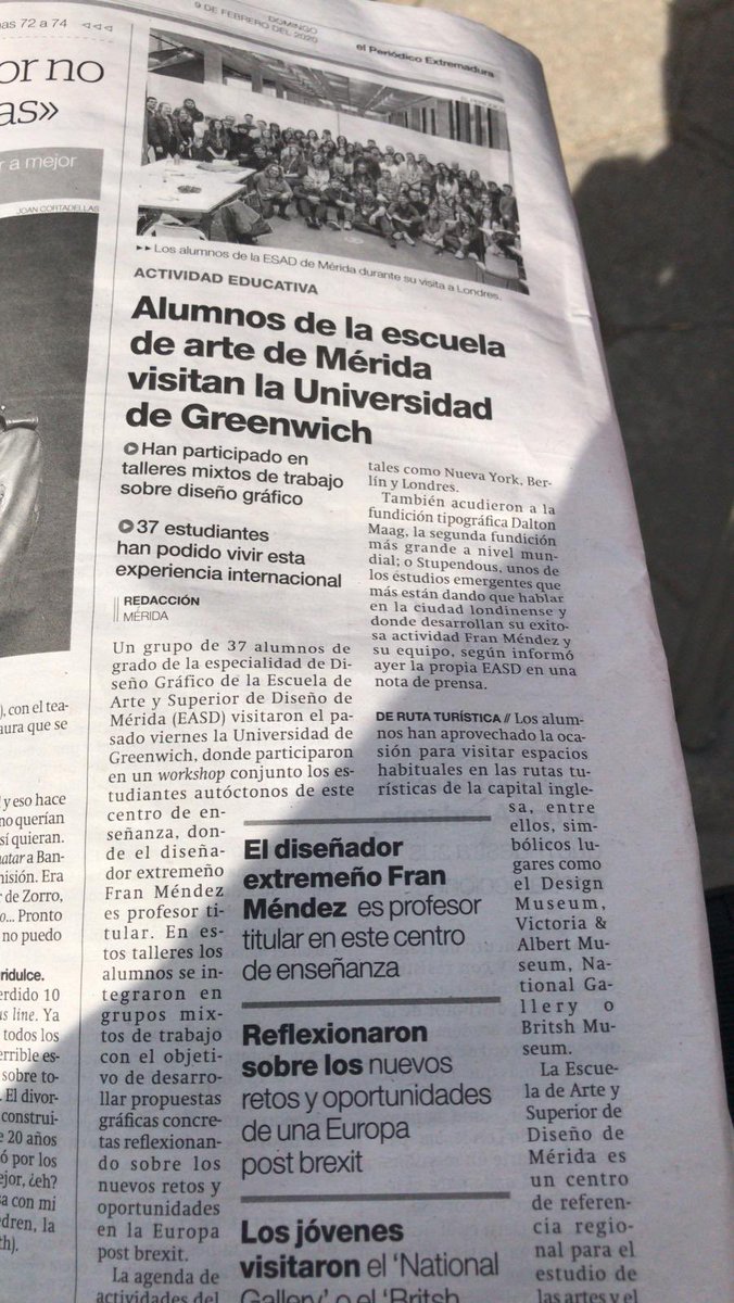 EASD_merida's tweet photo. El @EPExtremadura ha publicado hoy una noticia sobre el viaje a Londres de nuestros alumnos de Diseño gráfico 🙌🏽 https://t.co/BMOvAFeJjo