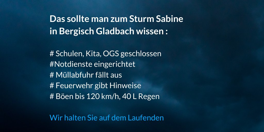 Burgerportal In Gl Fallt Montag Der Unterricht In Schulen Und Ogs Aus Damit Reagiert Die Stadt Auf Das Orkantief Sabine Und Empfiehlt Den Kitas Der Entscheidung Zu Folgen Es