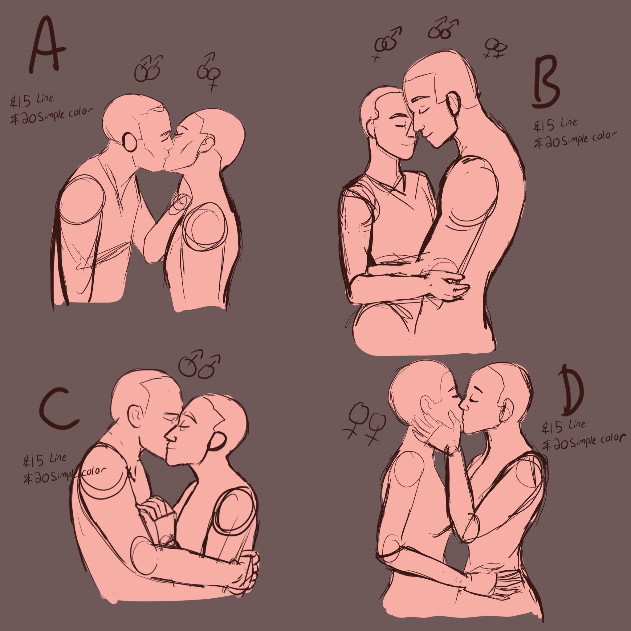 Couple Drawing Poses - Romantic kissing pose