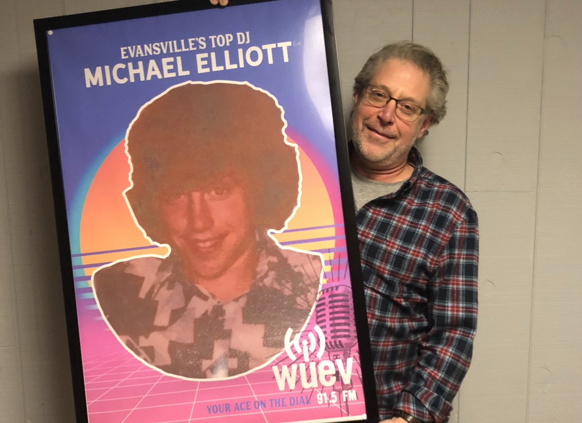 TaylorMGoldman's tweet photo. My dad aka “Michael Elliott in the Morning” was a radio DJ in college. So, for his birthday, we made him the promo poster he never had.

Happy birthday Dad, who also very seriously claimed “I could grow out that hair style again right now if I wanted to” https://t.co/T0URO7Xmt4