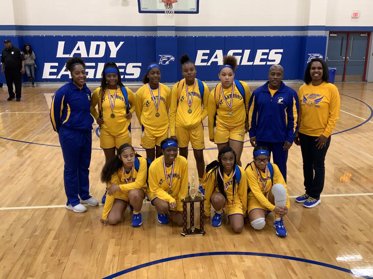Stanthonydallas's tweet photo. Congratulations to the @Stanthonydallas basketball teams on winning the #tcsaal State Championship.  Outstanding gameplay by both the boys and girls!  Our coaching by @abcallisjr @RegRandle12 and @Jazzy_Do_It was untouchable! #aleagueofourown #eaglesflyhigh #technique https://t.co/F8ouInVlJR
