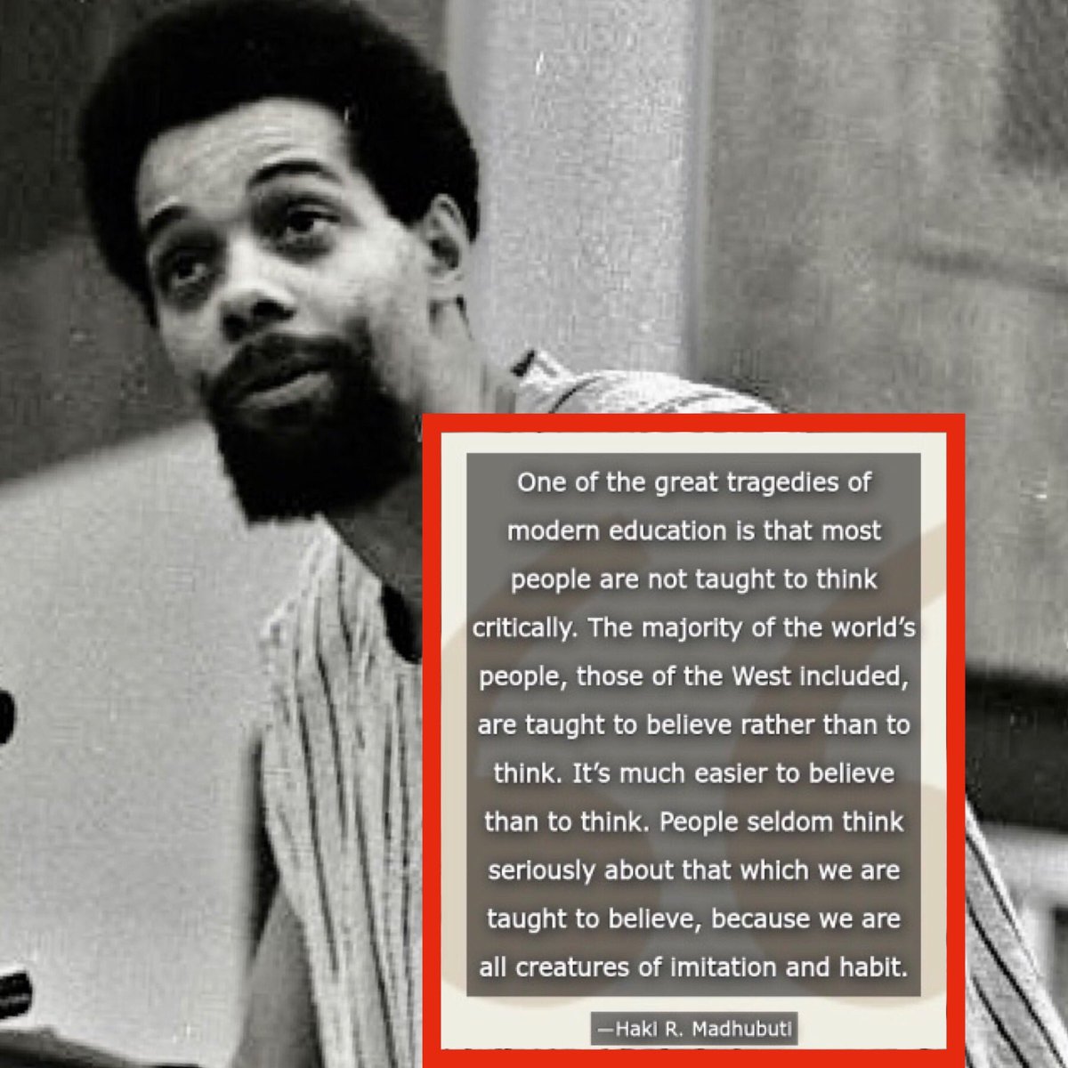 MichaelEDyson's tweet image. #BlackHistory #AuthorsAndBooks  #HakiMadhubuti * * * 
Born Donald Luther Lee, Haki R. Madhubuti adopted his Swahili name after visiting Africa in the early 1970s. 
In 1967, Haki co-founded Third World Press, an outlet for African-American literature on the Southside of Chicago.