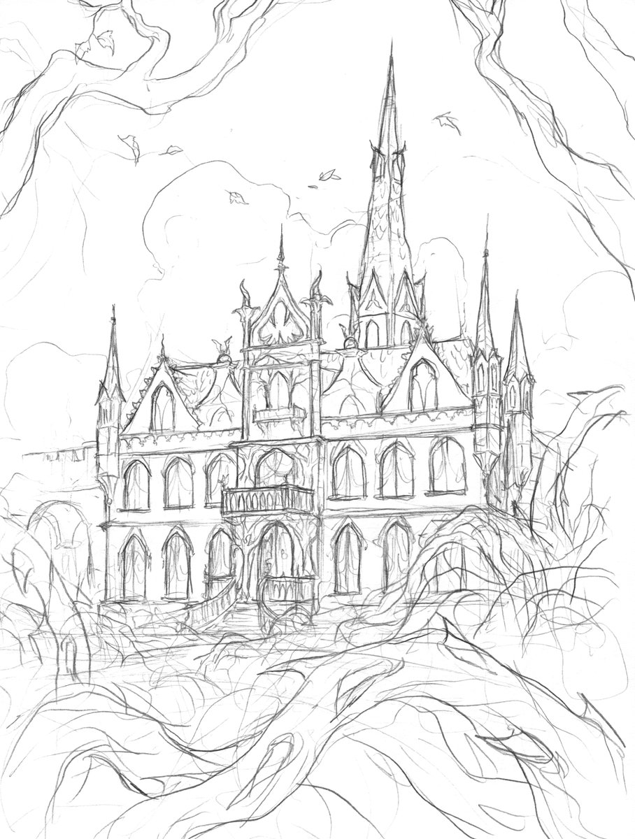 Drawing architecture is definitely not one of my strengths, but I'm trying to improve because a few of my upcoming projects are set in big old spooky houses. Gotta get better at this so I can gain the confidence to draw long dark corridors with way too many windows ?️?️? 