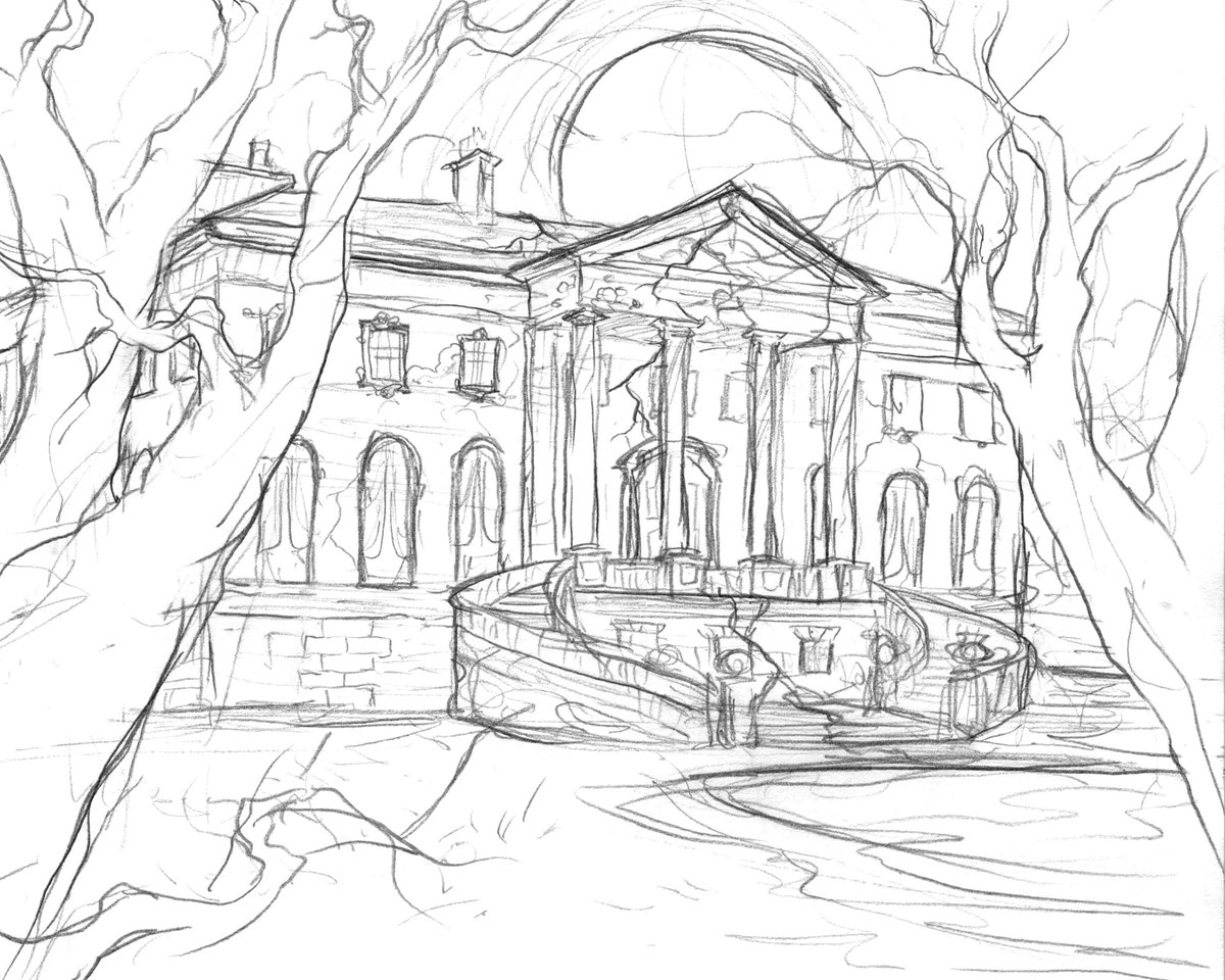 Drawing architecture is definitely not one of my strengths, but I'm trying to improve because a few of my upcoming projects are set in big old spooky houses. Gotta get better at this so I can gain the confidence to draw long dark corridors with way too many windows ?️?️? 