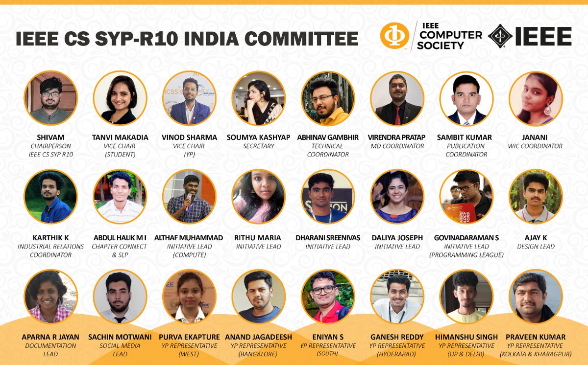 IEEECSSYP's tweet photo. Here's to the new office bearers of IEEE Computer Society Student & Young Professional Activities R10- India Committee.
#IEEE #JoyOfVolunteering https://t.co/wH7htIgBW5