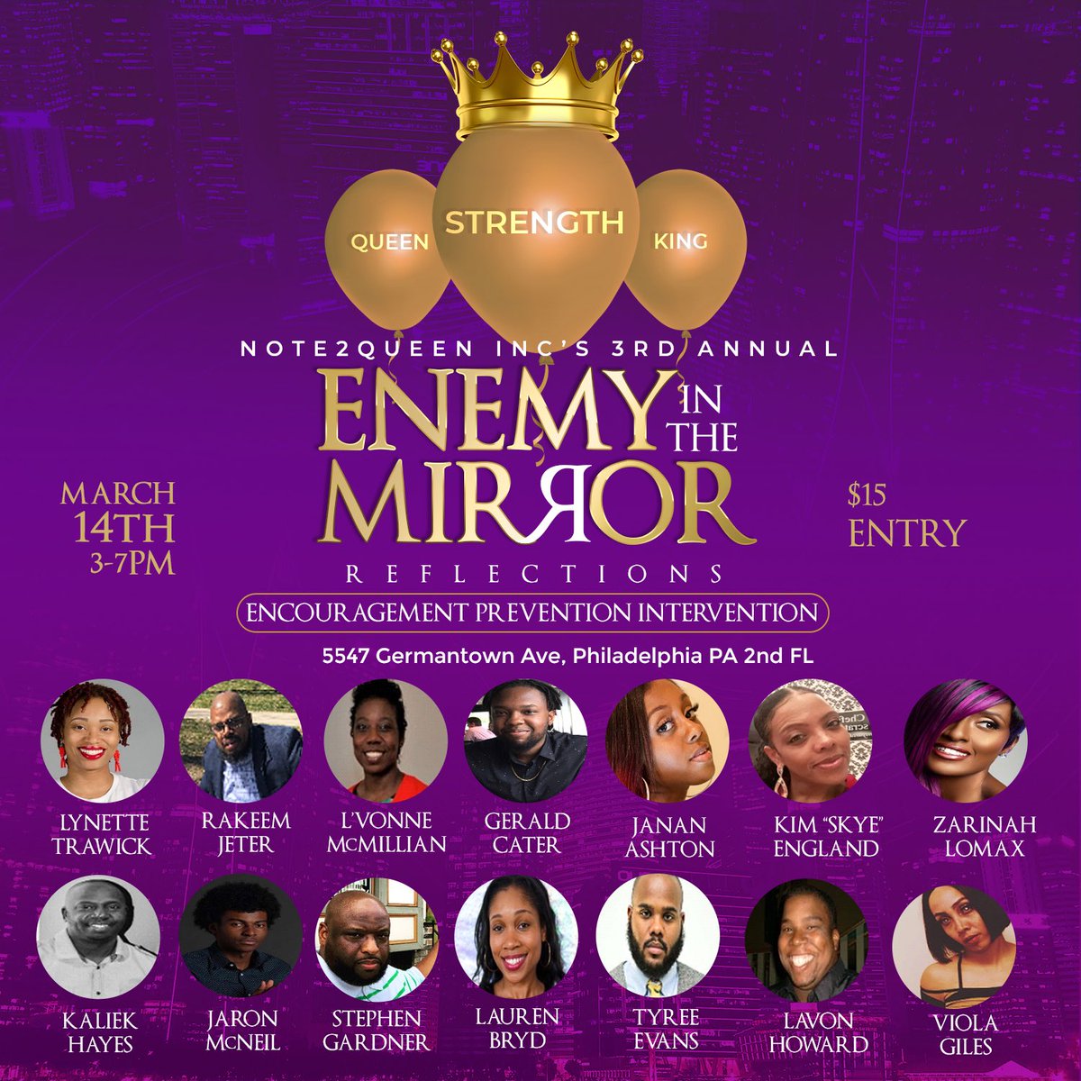 Note2Queen's tweet image. Our survivors need your support. Show your love and concern.

Hope to see you there on March 14th.

note2queen-inc.ticketleap.com