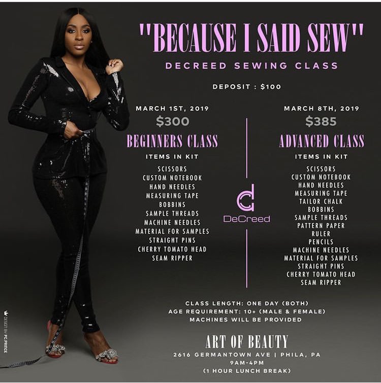 Note2Queen's tweet image. Hey Village look what’s happening in the community. “Because I said Sew” @msdecreed Sewing Classes