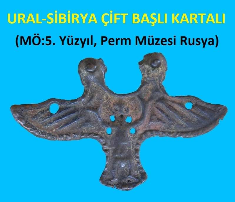 78-URAL – SİBİRYA ÇİFT BAŞLI KARTALIPerm Bölgesinde bulunan eserlerin şamanik inanca sahip Finno- Ugric bir halka ait olduğu bilim adamları tarafından kabul edilmiştir.