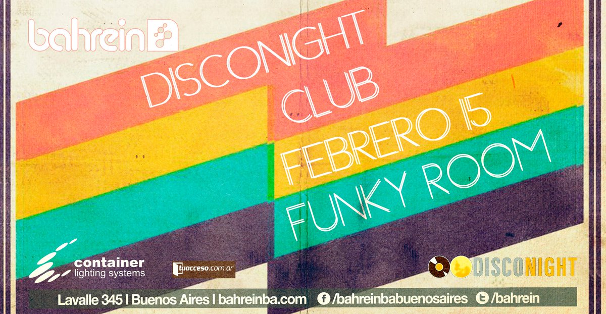 disconight's tweet image. FIESTA DISCO SOUL FUNK
DISCONIGHT CLUB
ANTICIPADAS $200 &amp;gt; disconight.com.ar
PUERTA $300
☑️Sábado 15 Feb 23HS
☑️Bahrein Funky Room
☑️Lavalle 345 CABA
