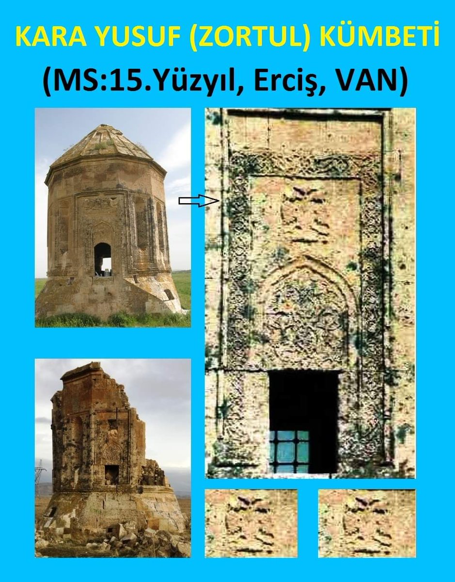 93-Kara Yusuf (Zortul) Kümbetindeki Çift Başlı Kartal Not:2011 depreminde ağır hasar gördü. Her şeye para bulan devletimiz, bu kümbetin onarım ve restorasyonuna para bulamıyormuş.