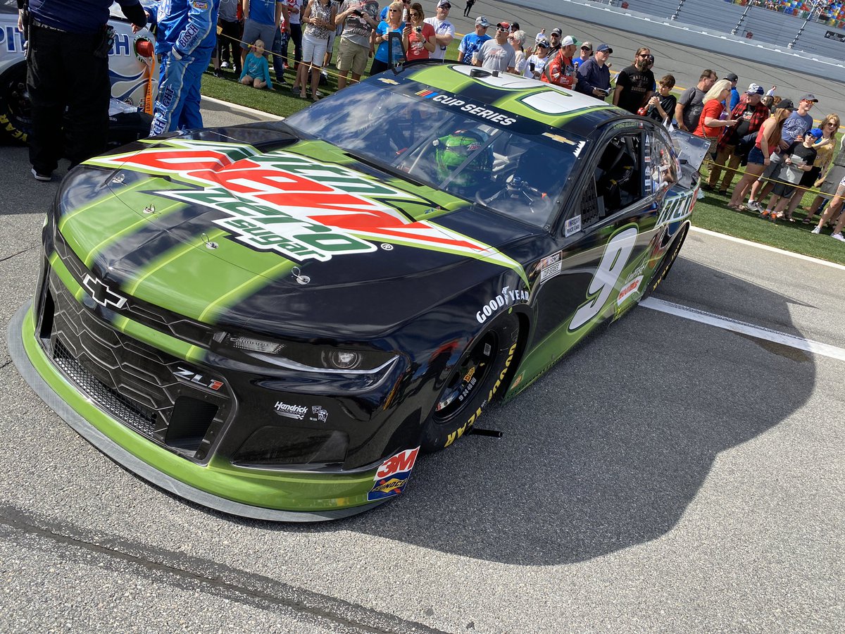 TeamHendrick's tweet photo. These Chevys are ready to hit the track for 75 laps of superspeedway action @DISupdates! https://t.co/8YMP6lm2XK