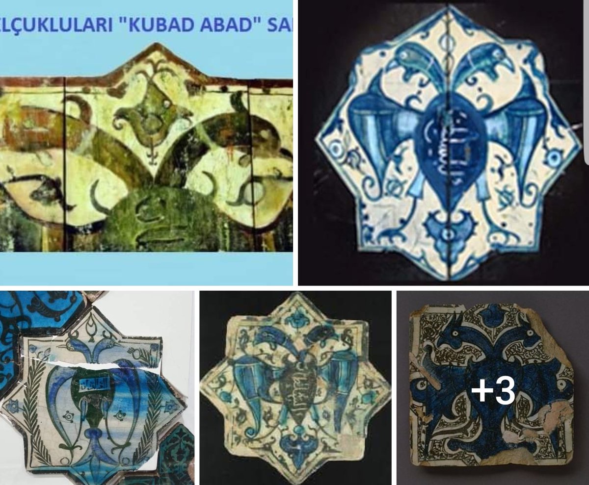 102-Anadolu Selçukluları tarafından Konya Beyşehir'de yaptırılan "KUBAD ABAD" Sarayındaki (1220-1236) Çiniler. (Saray yıkıldığı için eserlerin çoğu Konya Karatay Müzesinde sergilenmektedir.)