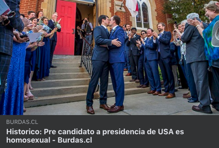 BurdasMagazine's tweet photo. Iría contra Trump, un homofóbico declarado. En las encuestas va maravilloso, su nivel de credibilidad increíble ¿Te imaginas?  Lee aquí: https://t.co/fErhOkARaF https://t.co/20Y9c2qCt6