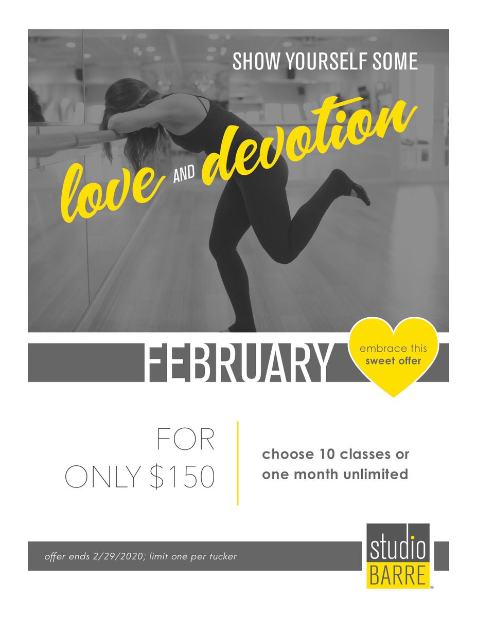 SBNewportRI's tweet photo. Show yourself a little extra love this month and embrace this sweet deal!💛.
-
Choose either 10 classes or one month unlimited for only $150! Available thru the end of the month; limit 1 per tucker. #studiobarrenewport https://t.co/pa66vuNm0A
