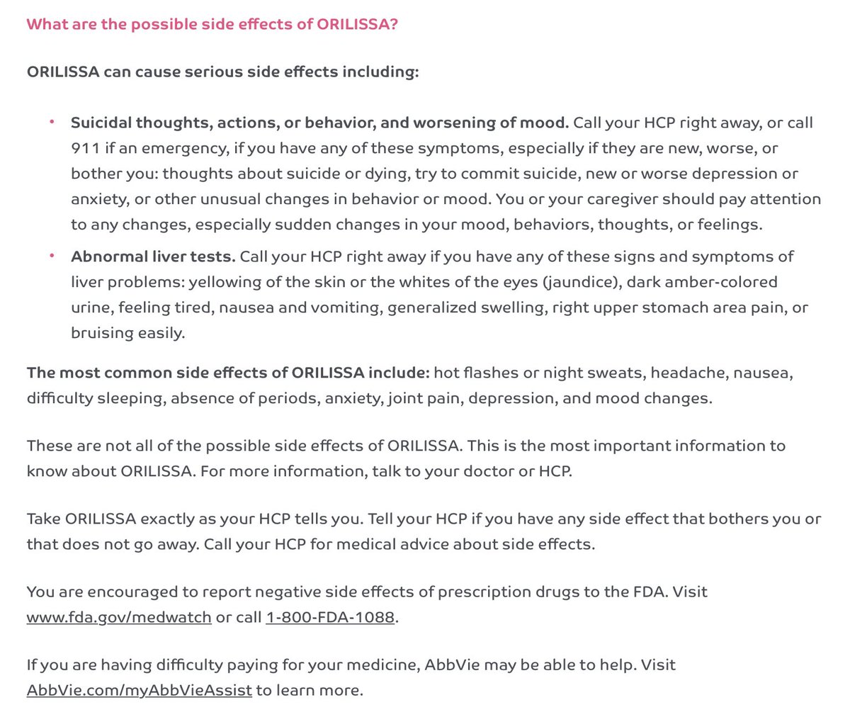 fibroidsupport's tweet image. The Trial appears to have had low completion.
Was this related to the #Elagolix side effects for women with fibroids ie Bone mineral density reduction, mood changes &amp;amp; other issues in the Manufacturers adverse effects
#Orlissa Patient info below @ProfMakris orilissa.com/about/side-eff…