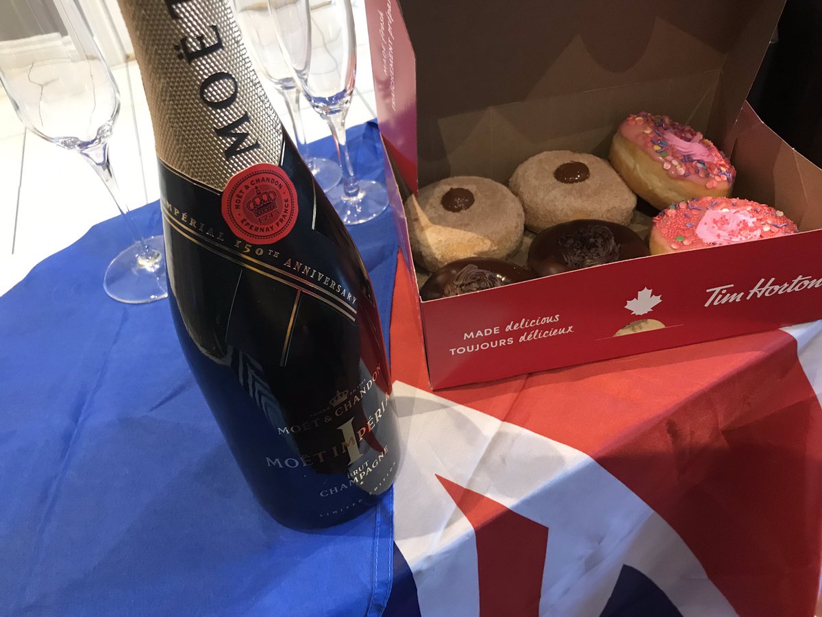 ComingToCanada's tweet photo. So how do we celebrate becoming permanent residents of #canada? We eat @TimHortons of course! But posh - with champagne 😂
#expatlife https://t.co/yzGefAEkbI