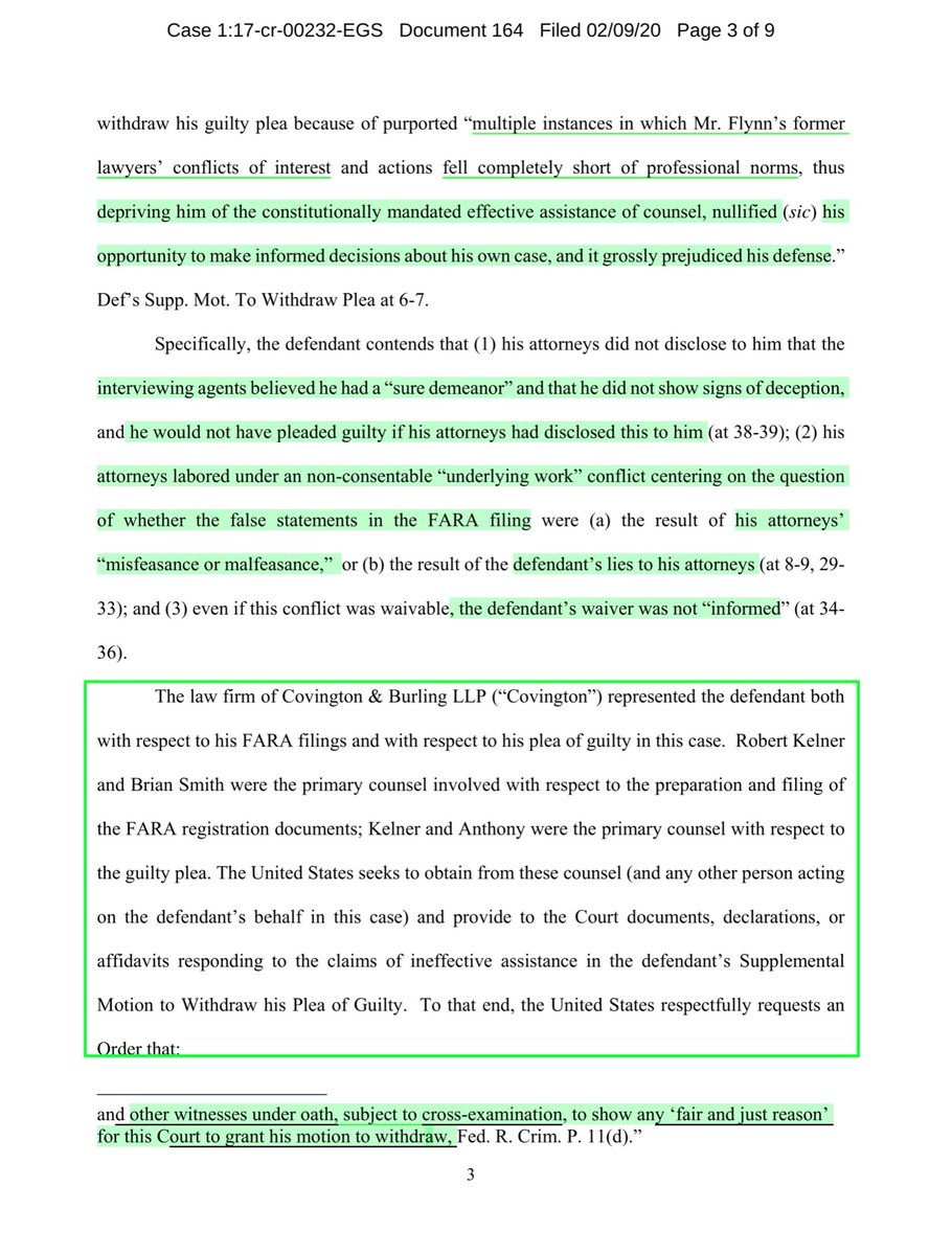 There is just something delicious about Flynn’s recantation and asserting “ineffective counsel”...QAnon-Sense-Flynn really did NOT think this through. The footnotes are delishps knock off the crap about the “interim” DC-AUSA you do GET he signed off on this, right?