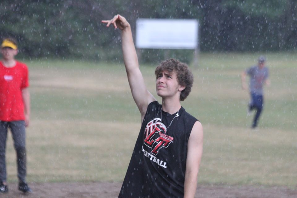 CampMenominee's tweet photo. You always want to "make it rain" when delivering a blooper pitch. Some are just more successful than others.This was one of them! #MakeItRain #BBSD #SeniorTwilightLeague #BestPitchersInTheNorthwoods #CMSoftball #CMHumor https://t.co/u23ml4GOky