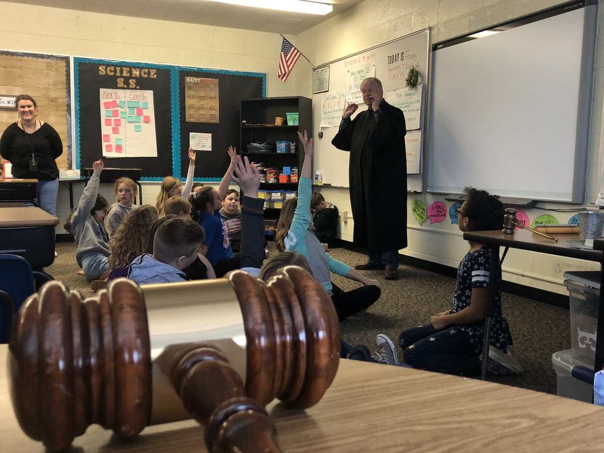 Thanks, your Honor!  Judge Lucas talks with 5th graders, Friday. #d108ourpurpose #wispekin