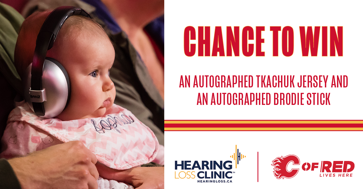 #Flames fans, hit that RT button for your chance to win an autographed retro Matthew Tkachuk jersey AND an autographed TJ Brodie stick, courtesy of <a href="/TheHearingLoss/">Hearing Loss Clinic</a>! 

Don’t forget to #ProtectYourHearing!