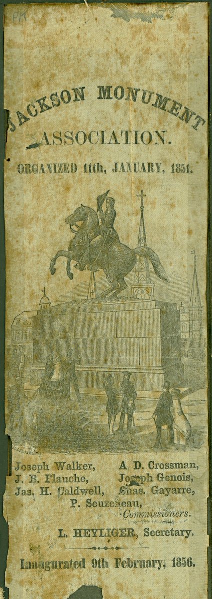 lhcnola's tweet photo. Jackson monument inauguration #OTD 1856. Sculptor Clark Mills told the crowd of 60k “The statue before you represents one who proved himself the saviour of your beautiful city. Gen. Jackson is there represented as he appeared on the morning of the 8th of January, 41 years ago.” https://t.co/O4tcpREXb0