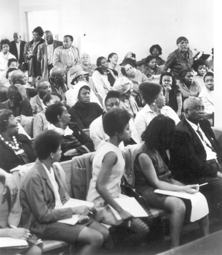 Photograph of mass meeting in Greenville, Mississippi, Summer 1964.