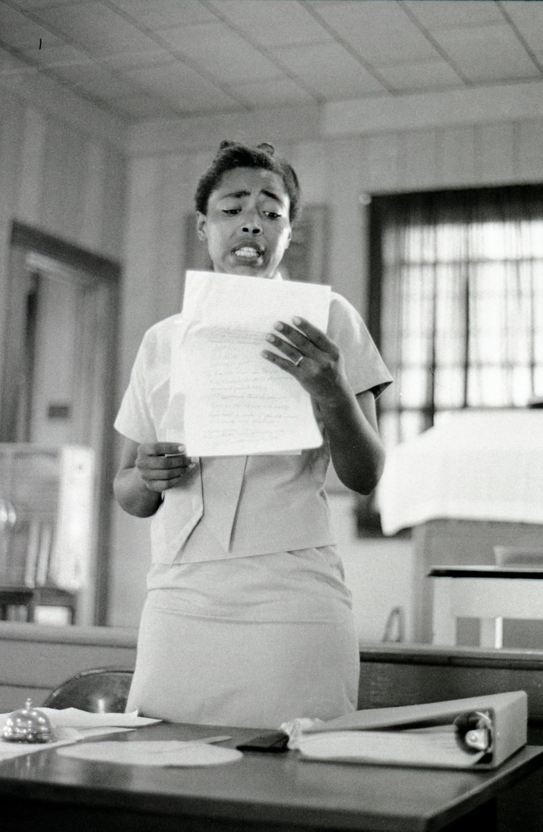 Victoria Gray at a MFDP meeting in Hattiesburg, 1964, Herbert Randall Freedom Summer Photograph Collection, USM