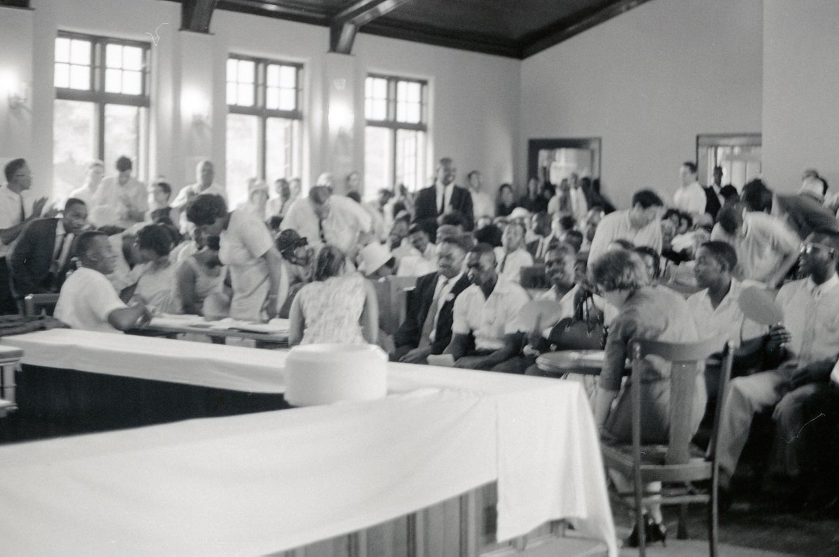 Crowd at an MFDP meeting in Hattiesburg, Mississippi, July 1964, Herbert Randall Freedom Summer Photographs, USM