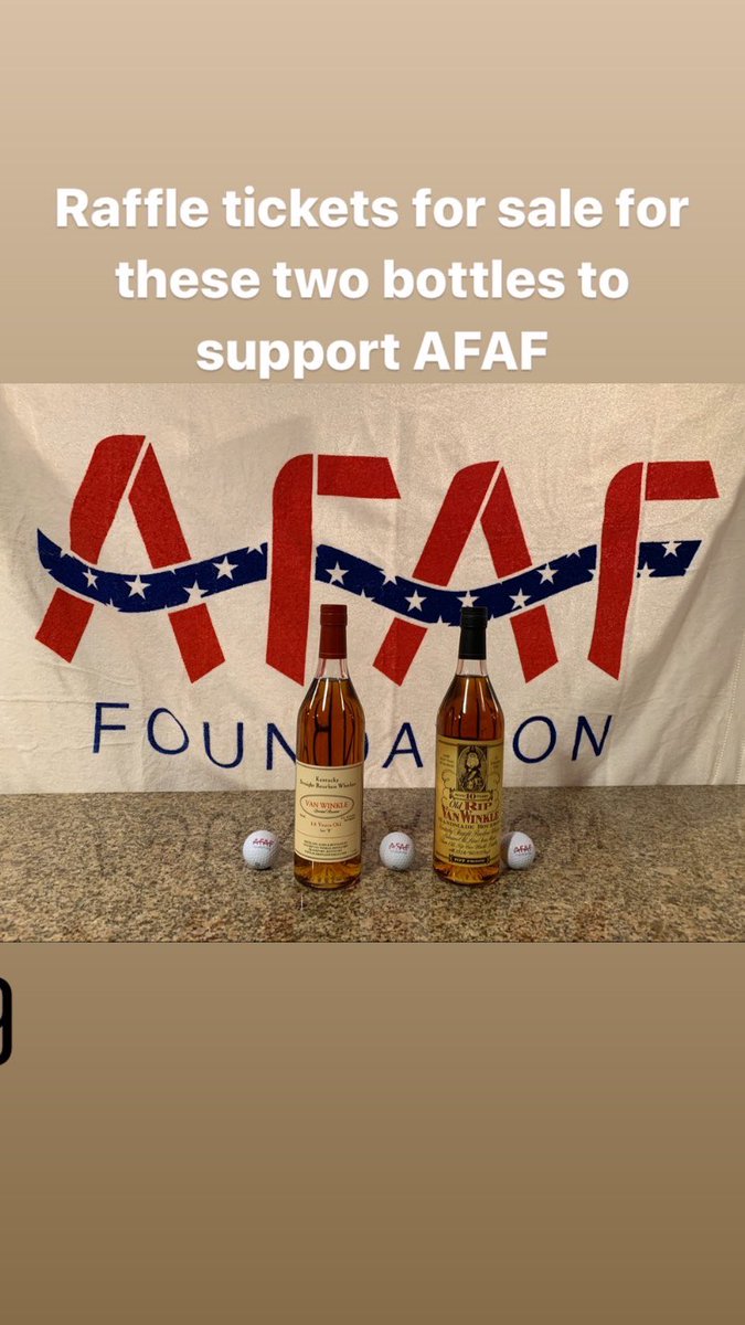 AFAFFoundation's tweet photo. We are selling a max of 250 raffle tickets for a chance to win a bottle of Old Rip Van Winkle(10 year) or Van Winkle (12 year) so you have a great chance at getting a very rare bottle of bourbon.  Tickets are $25 per ticket or 5 for $100.  #AFAF #BourbonRaffle #Pappy #FuckCancer https://t.co/DtyaJAEyxZ